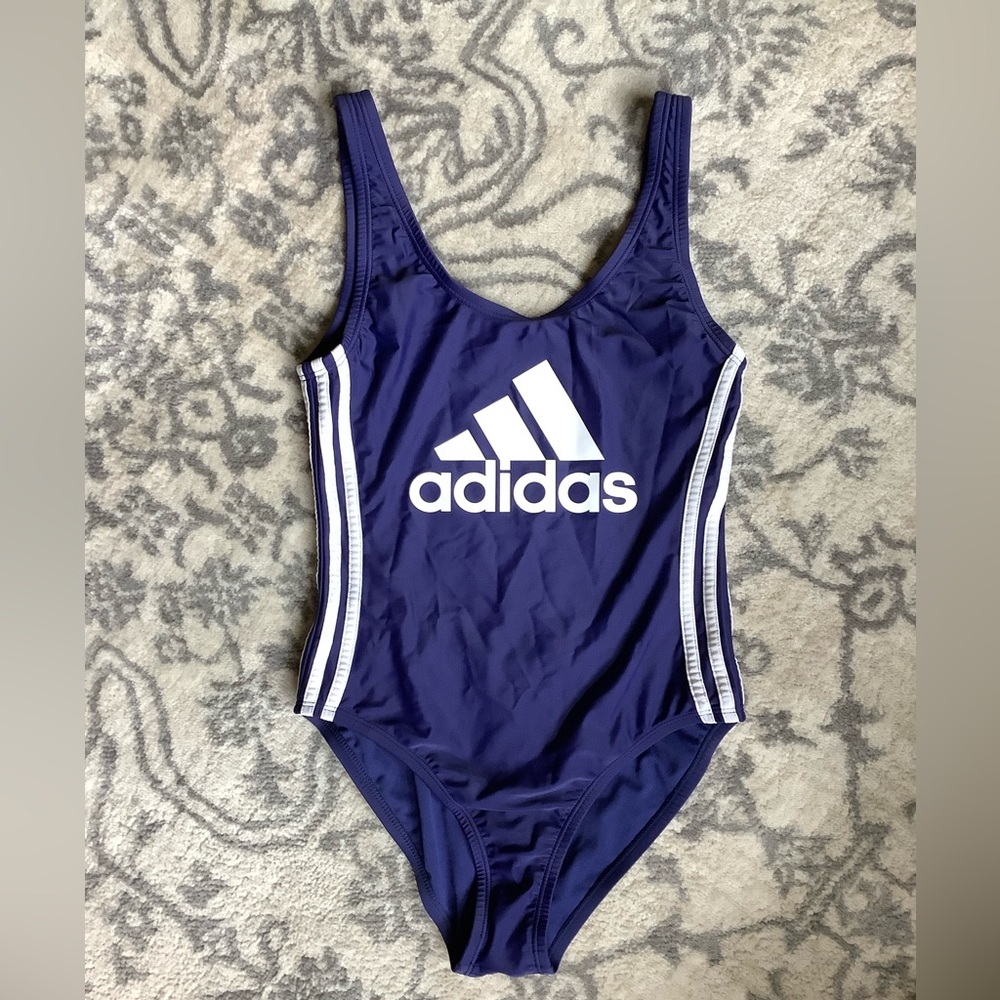 Adiddas one piece navy blue swimming suit